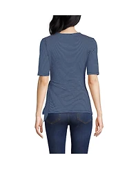 Lands' End Women's Elbow Sleeve Lightweight Jersey Side Tie Blouse