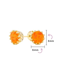 Bling Jewelry Crown Set Opal Solitaire Stud Earrings in Rose Gold Plated Sterling Silver 6MM