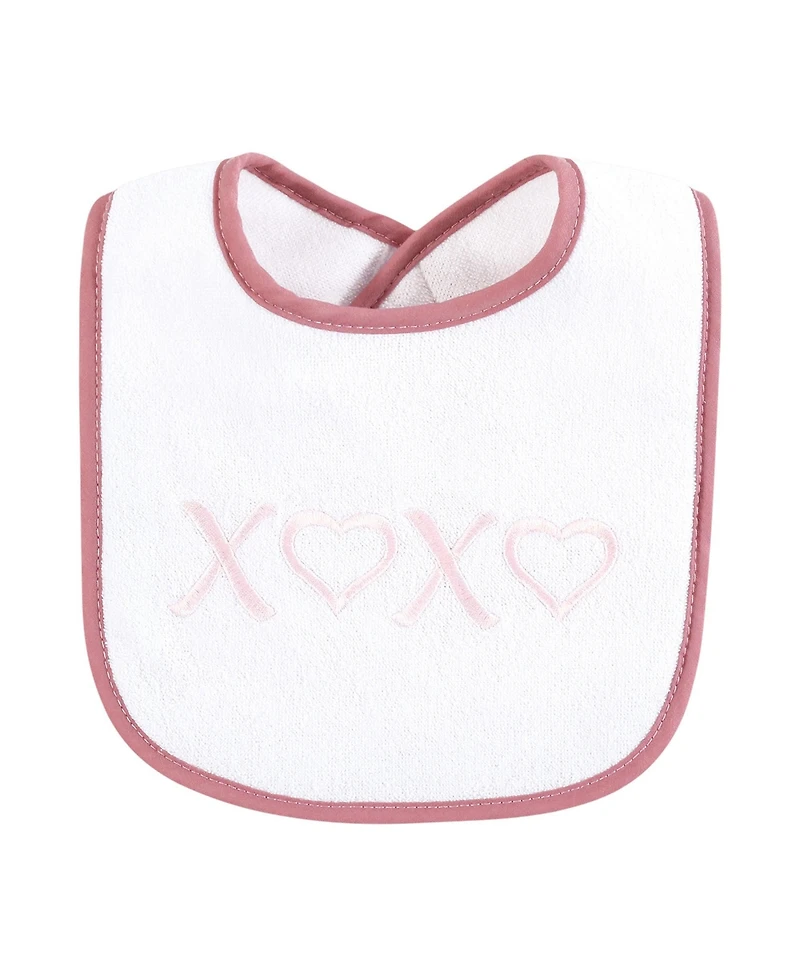 Hudson Baby Infant Girl Cotton Terry Drooler Bibs with Fiber Filling, Cutest Family, One