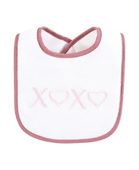 Hudson Baby Infant Girl Cotton Terry Drooler Bibs with Fiber Filling, Cutest Family, One