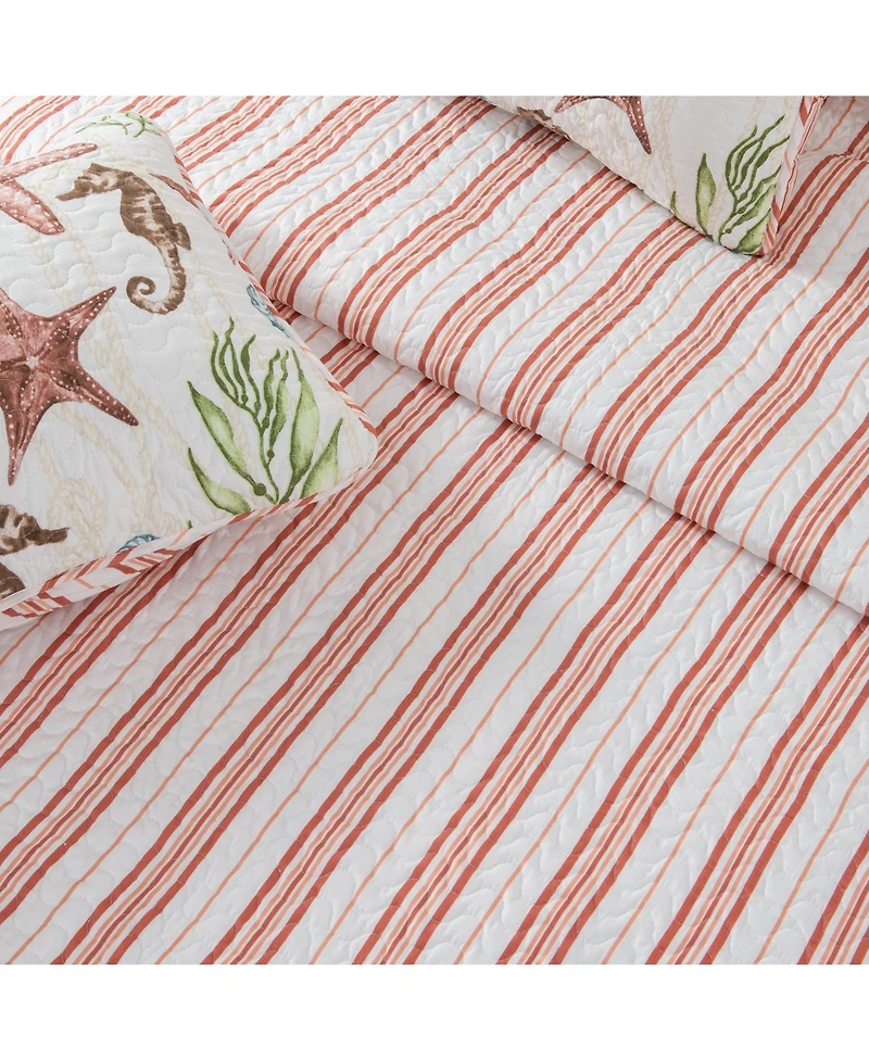 Linery & Co. Watercolor Sea Life Microfiber Quilt Set With Shams