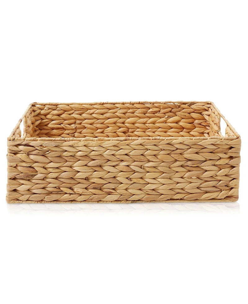 Casafield (Set of 4) Water Hyacinth 12-1/2"x17"x5" Pantry Baskets w/ Chalkboard Labels and Marker