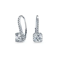 Bling Jewelry Solitaire Princess Square Cz Drop Earrings .925 Sterling Silver