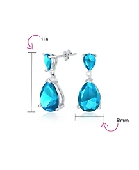Bling Jewelry Simple Cubic Zirconia Teardrop Pear Shaped Solitaire Cz Dangle Earrings .925 Sterling Silver