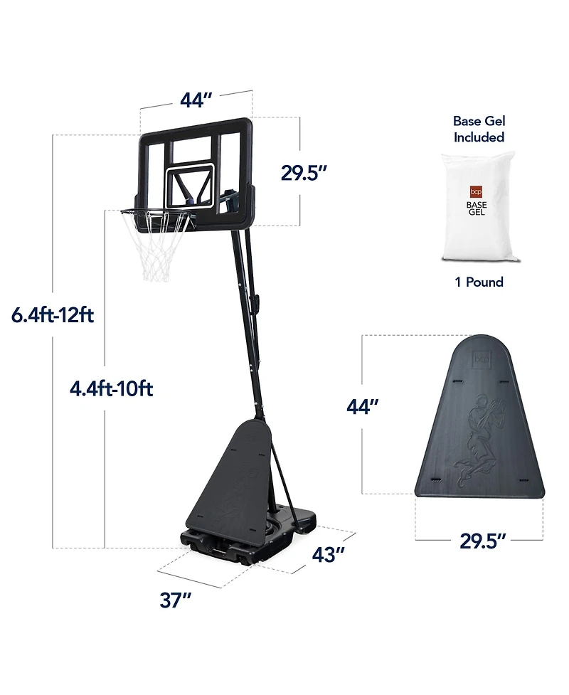 Best Choice Products Adjustable 4.4-10ft Basketball Hoop, Portable Goal w/Shatterproof Backboard