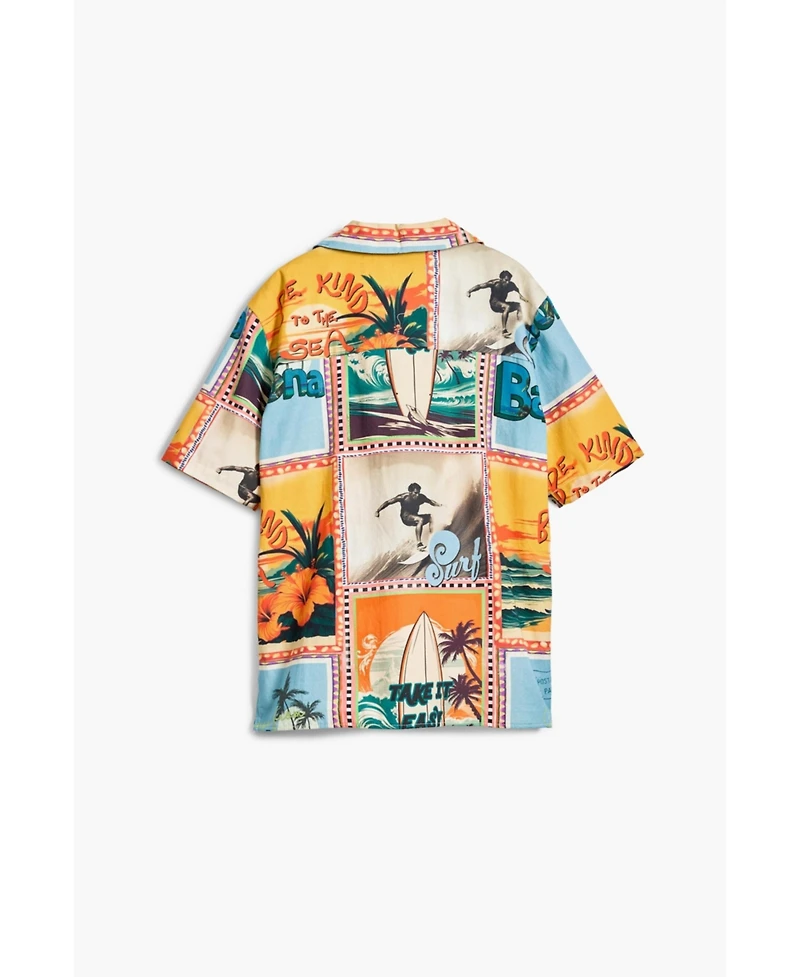 Desigual Boys Boys's Tropical postcards shirt