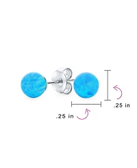 Bling Jewelry Minimalist Simple Basic Round Bead Created Opalescent Opal Ball Stud Earrings Pink Blue White Orange Green 6MM