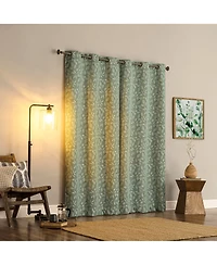Satti Embroidered Leaf 100% Blackout Grommet Curtain Panel