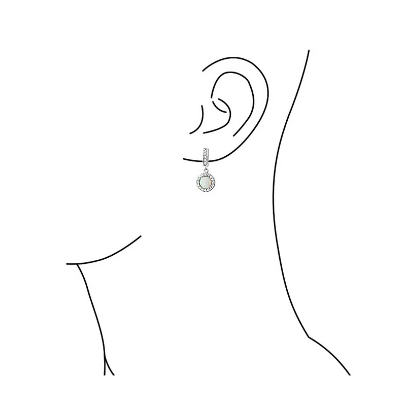 Bling Jewelry Cubic Zirconia Halo Cz Round Solitaire Created Opal Drop Earrings .925 Sterling Silver