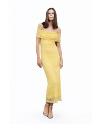 Nocturne Women's Off-The-Shoulder Lace Detailed Maxi Dress