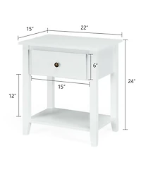 Nightstand with Drawer and Storage Shelf for Bedroom Living Room-Wine