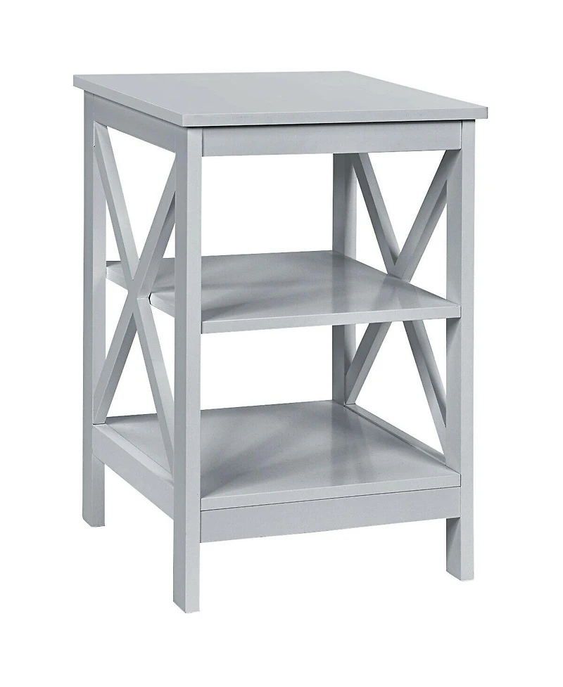 3-Tier Nightstand End Table with X Design Storage