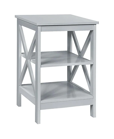 3-Tier Nightstand End Table with X Design Storage