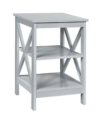3-Tier Nightstand End Table with X Design Storage