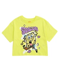 SpongeBob SquarePants Toddler Girls Cropped Boxy Drop Shoulder T-Shirt and Mesh Tulle Skort