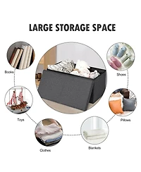 30 Inch Folding Storage Ottoman with Lift Top
