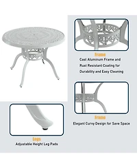 40 Inches Outdoor Dining Table with Umbrella Hole Cast Aluminium Patio Dining Table Outdoor Round Dining Table, Bronze