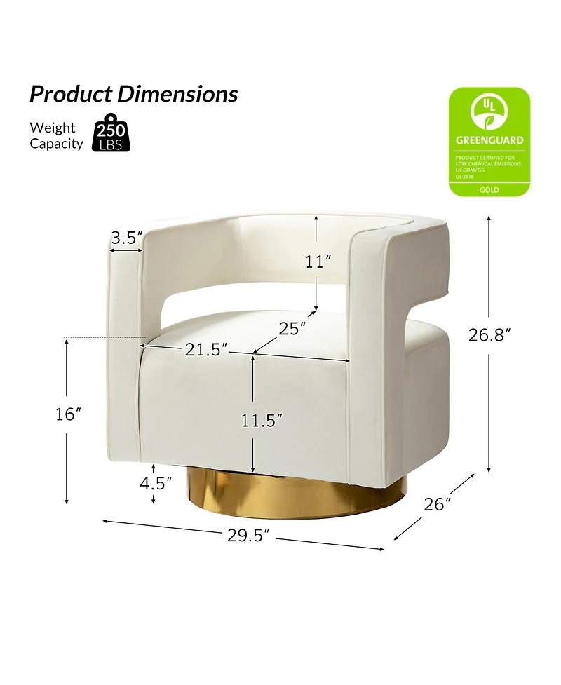 Carisa Contemporary Swivel Barrel Chair with Metal Base