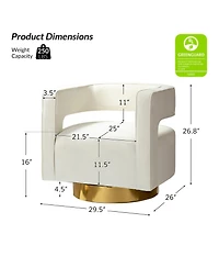 Carisa Contemporary Swivel Barrel Chair with Metal Base