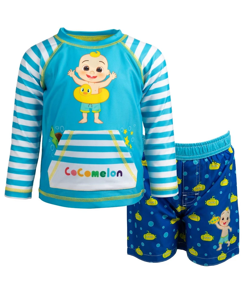 CoComelon Toddler Boys Jj Rash Guard and Swim Trunks Outfit Set