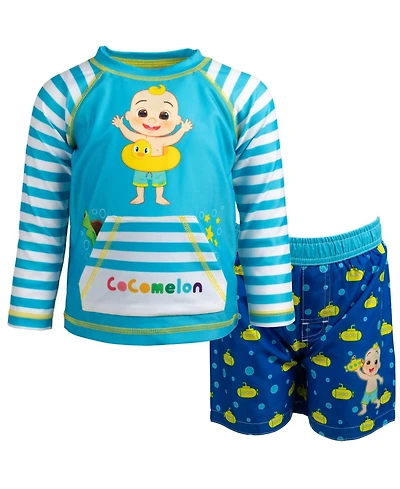 CoComelon Toddler Boys Jj Rash Guard and Swim Trunks Outfit Set