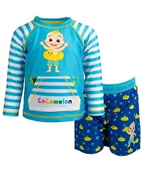 CoComelon Toddler Boys Jj Rash Guard and Swim Trunks Outfit Set