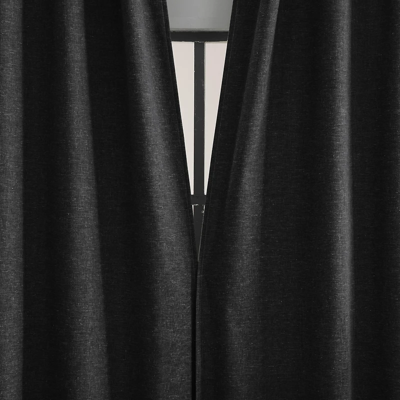 Treviso Linen Blend Magnetic Closure 100% Blackout Back Tab Curtain Panel