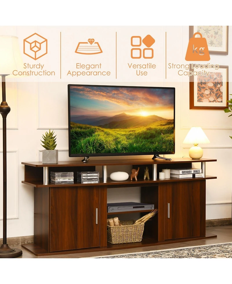 63 Inch Tv Entertainment Console Center with 2 Cabinets