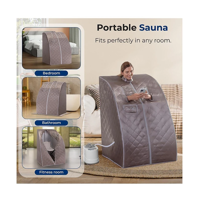 SereneLife Compact & Portable Steam Sauna - One-Person Detox & Relaxation Tent (Gray