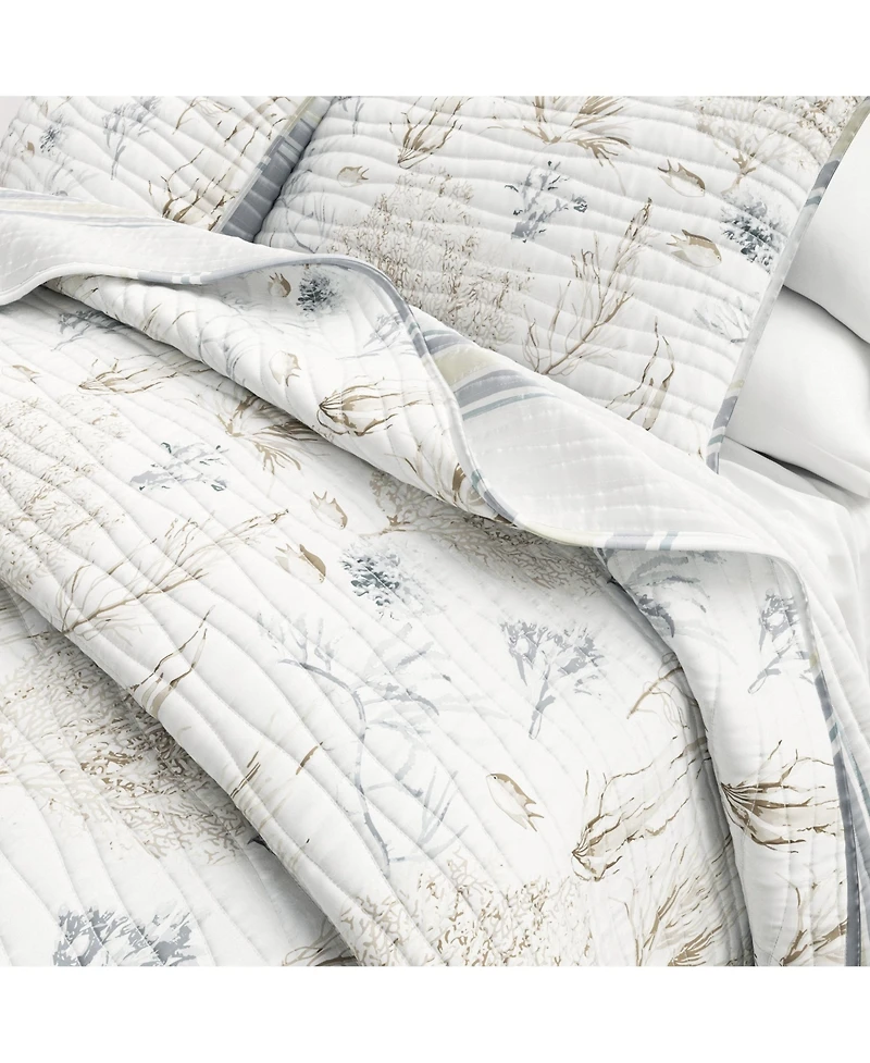 Linery & Co. Coastal Coral Stitched Quilt Set with Shams