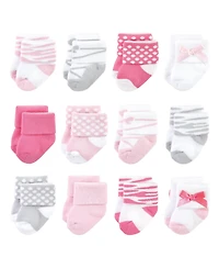 Luvable Friends Baby Girls Cotton Terry Socks Bundle