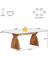 Tribesigns Large Dining Table for 6-8 People, Farmhouse Kitchen Table with Wood Legs, Rectangular Modern White Dinner Table for Dining Room, Living Ro