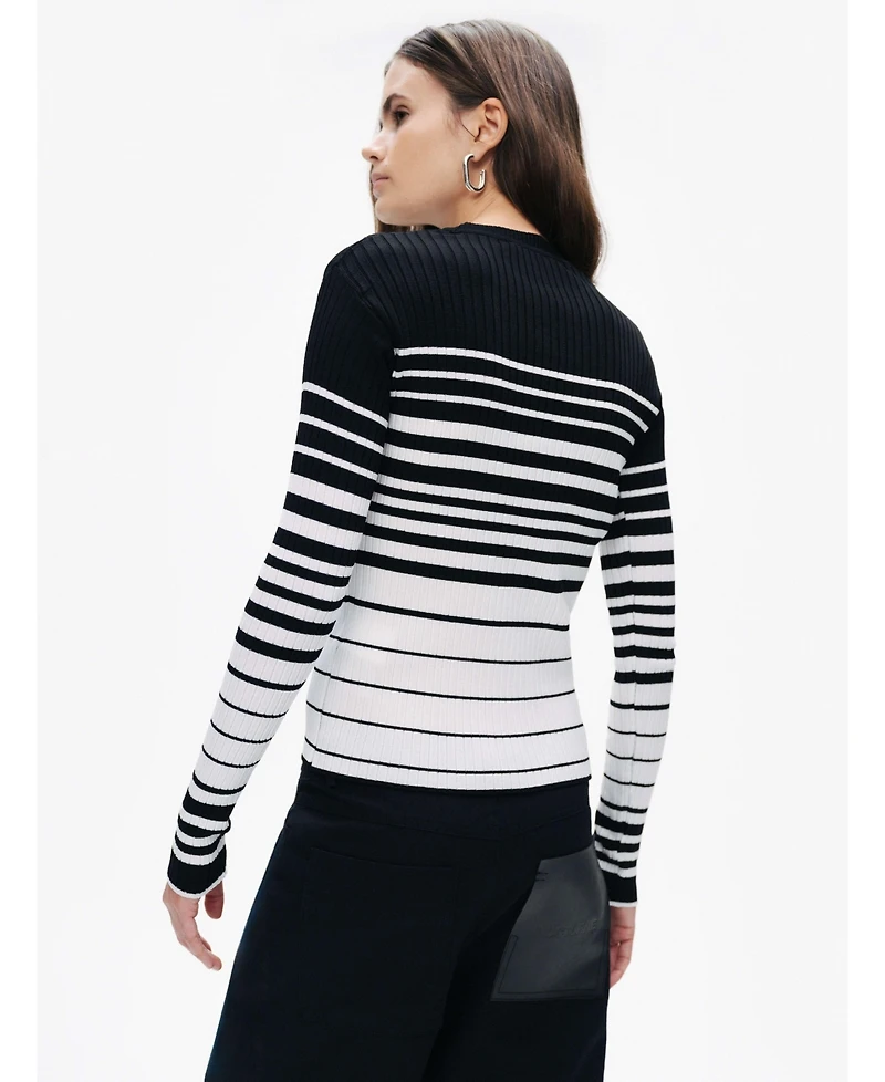 Nocturne Women's Striped Crocheted Knitted Sweater