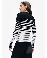Nocturne Women's Striped Crocheted Knitted Sweater
