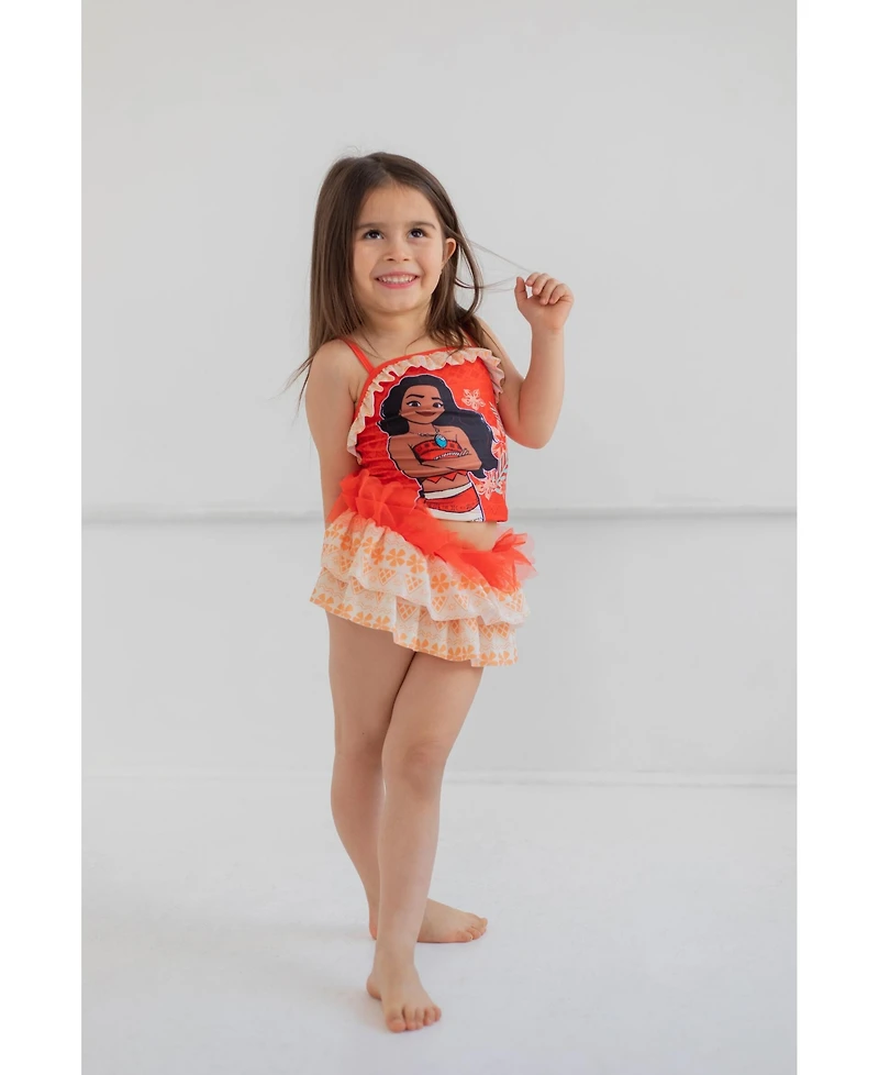 Moana Little Girls Princess Upf 50+ Tankini Top and Swim Skirt