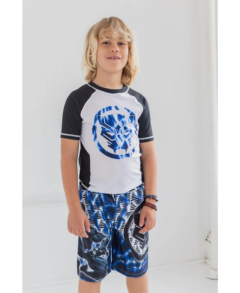 Avengers Little Boys Spider-Man Captain America Hulk Iron Man Pullover Rash Guard & Swim Trunks Outfit Set to