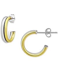Giani Bernini Double Tube Small Hoop Earrings in Sterling Silver & 18k Gold-Plate, 5/8", Exclusively at Macy's
