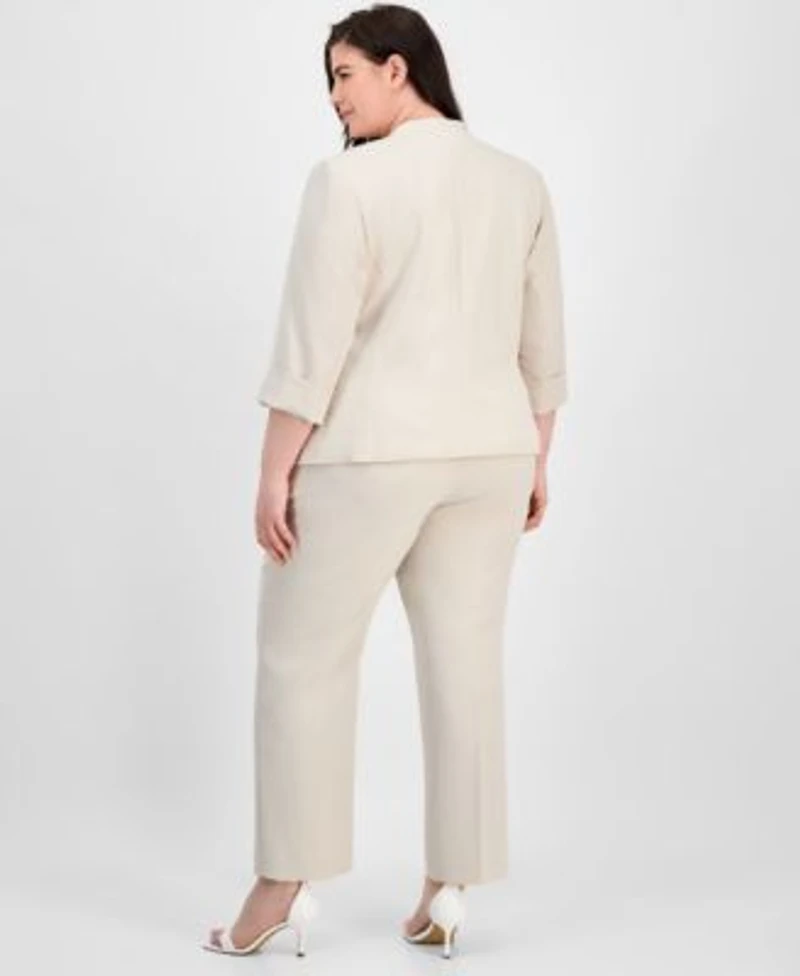 Kasper Plus Size Jacket Printed Top Pants
