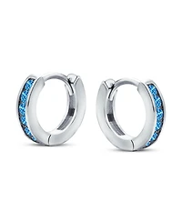 Bling Jewelry Delicate Tiny Cz Channel Set Huggie Hoop Earrings Sterling Silver
