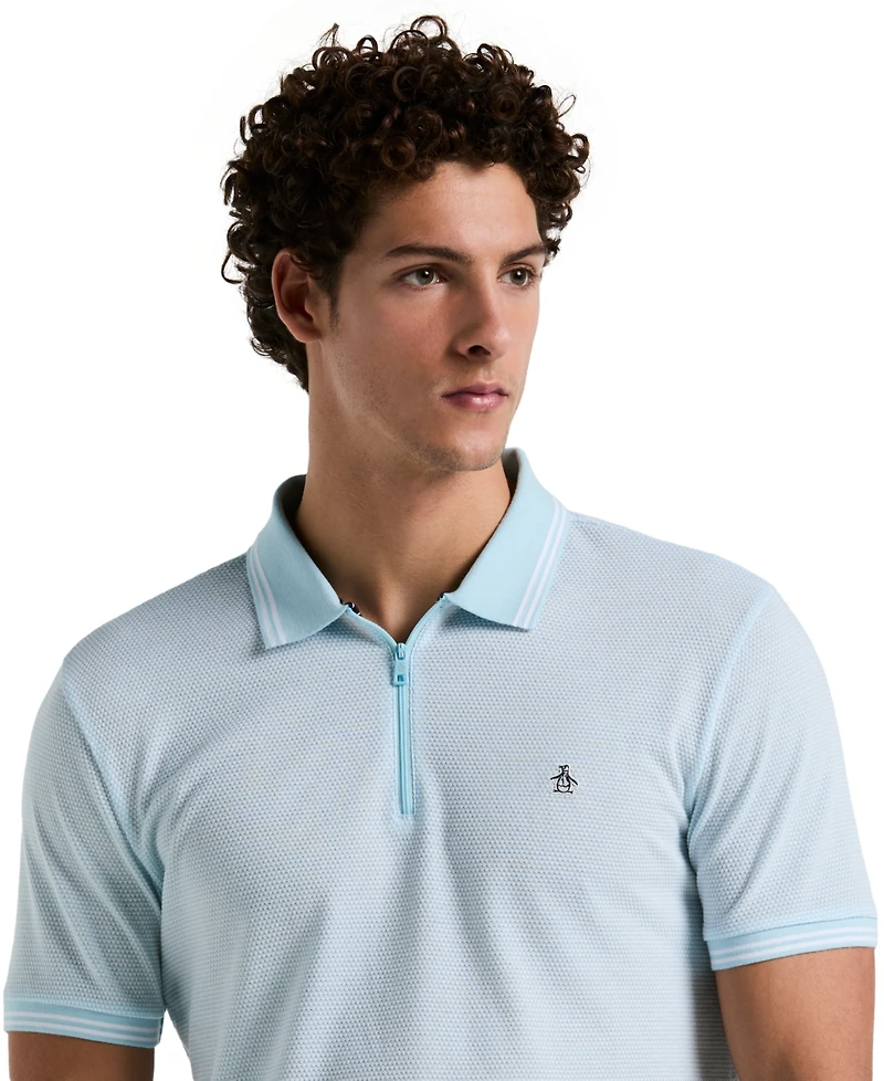 Original Penguin Men's Quarter-Zip Jacquard Polo Shirt
