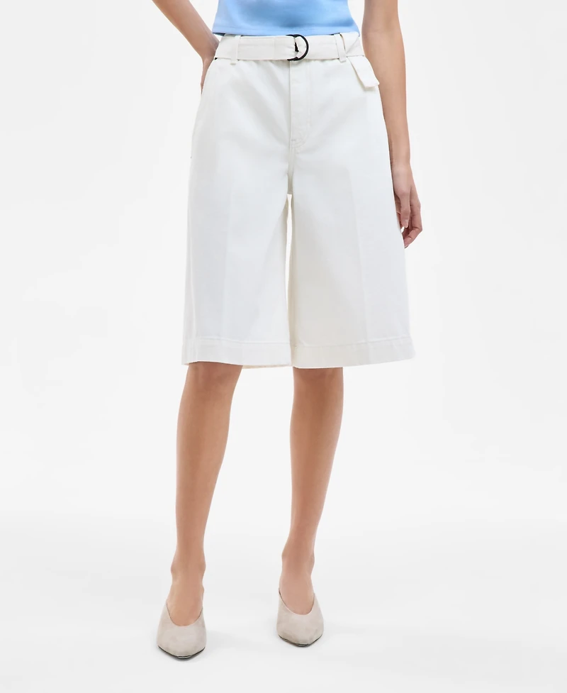 Hugo Women's Cotton High-Rise Denim Bermuda Shorts