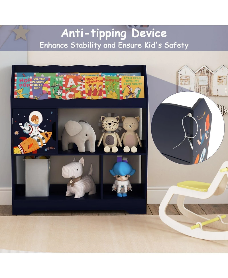 Kids Toy Storage Organizer with Book Shelf and Storage Cabinet