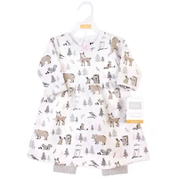 Hudson Baby Toddler Girls Quilted Cotton Long-Sleeve Dress and Leggings 2pc Set