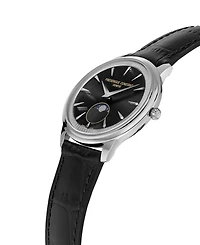 Frederique Constant Men's Swiss Moneta Moonphase Leather Strap Watch 37mm