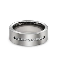 Bling Jewelry Wide Cubic Zirconia Channel Set Cz Couples Band Ring 7MM Silver Tone Titanium