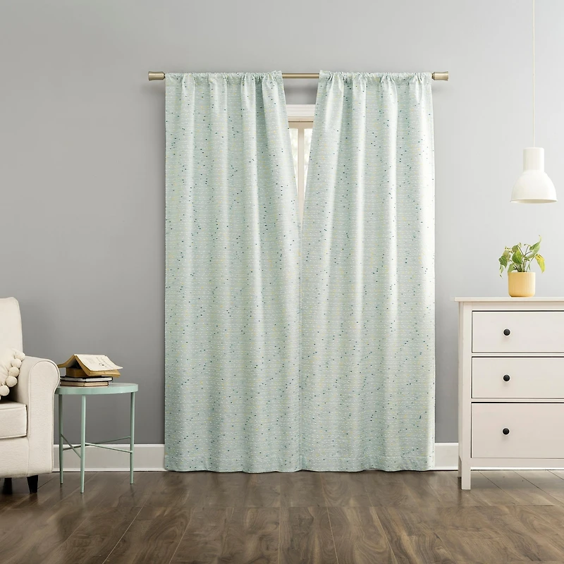 Sylo Generation Contrast Slub Magnetic Closure 100% Blackout Rod Pocket Curtain Panel