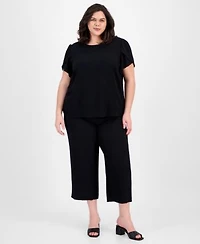 Ak Anne Klein Plus Size Tulip Sleeve Top Pull On Pants