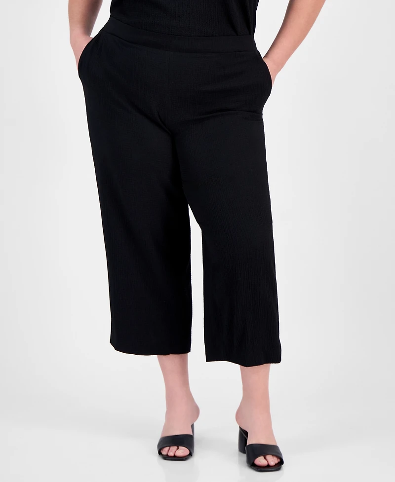 Ak Anne Klein Plus Size High-Rise Cropped Pull-On Pants