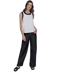 Karl Lagerfeld Paris Women's Contrast-Trim Sleeveless Top