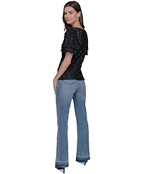Karl Lagerfeld Paris Women's Ruffled-Sleeve Lace Top